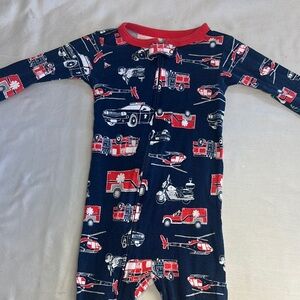 Carter's - Toddler Onesie sleeper with Red Trim and fire truck design